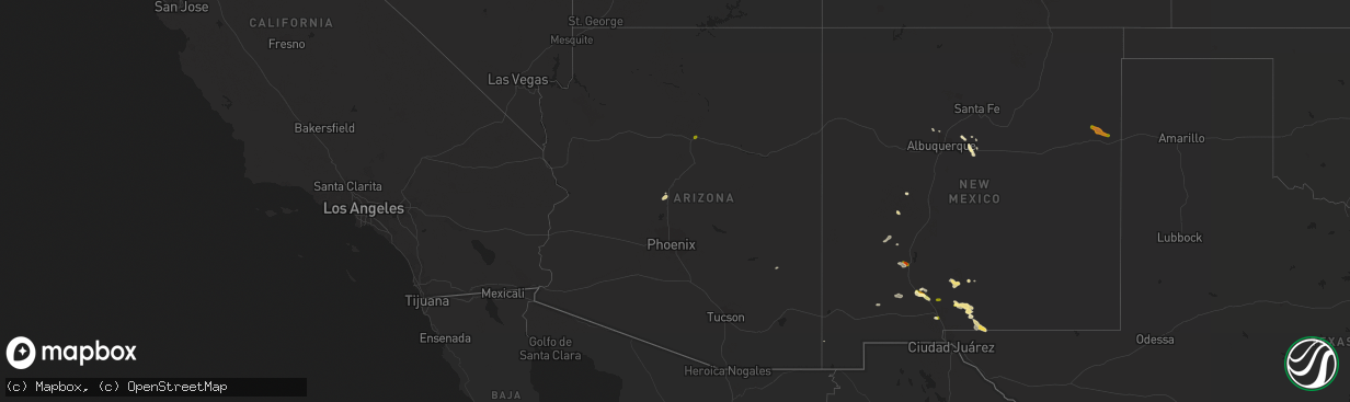 Hail map in Arizona on July 7, 2015