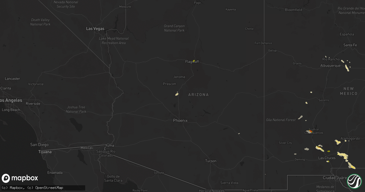 Hail map in Arizona on July 7, 2015