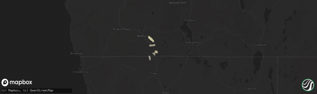 Hail map in Ashland, OR on July 7, 2015