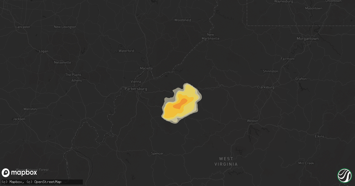 Hail map in Cairo, WV on July 7, 2015