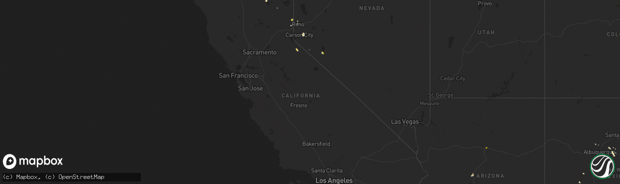 Hail map in California on July 7, 2015