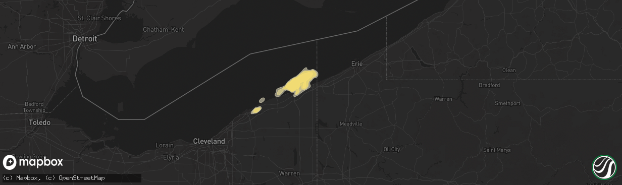 Hail map in Conneaut, OH on July 7, 2015