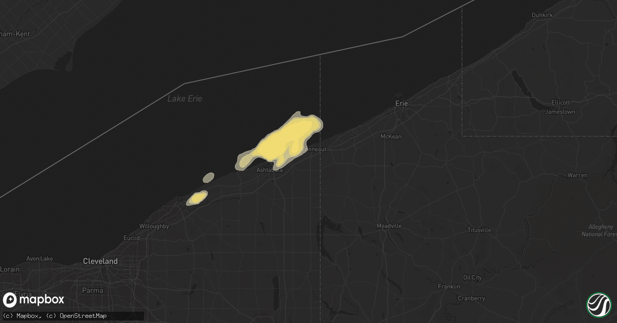 Hail map in Conneaut, OH on July 7, 2015