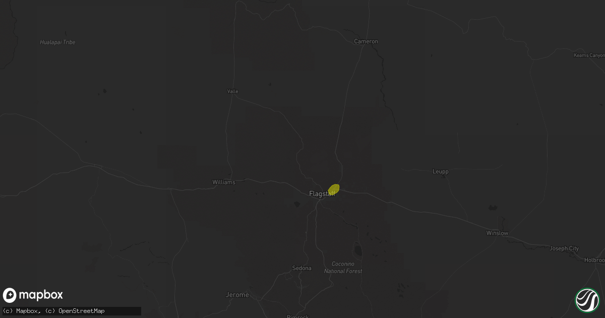 Hail map in Flagstaff, AZ on July 7, 2015