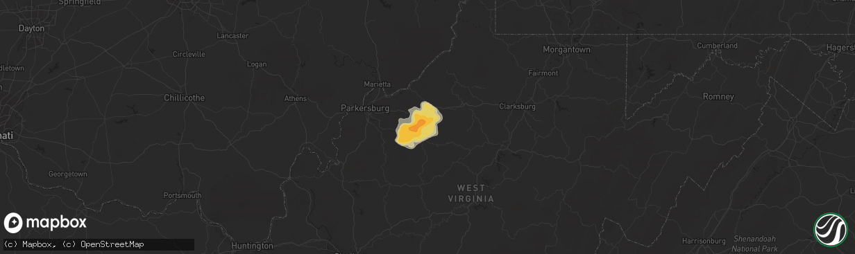 Hail map in Harrisville, WV on July 7, 2015