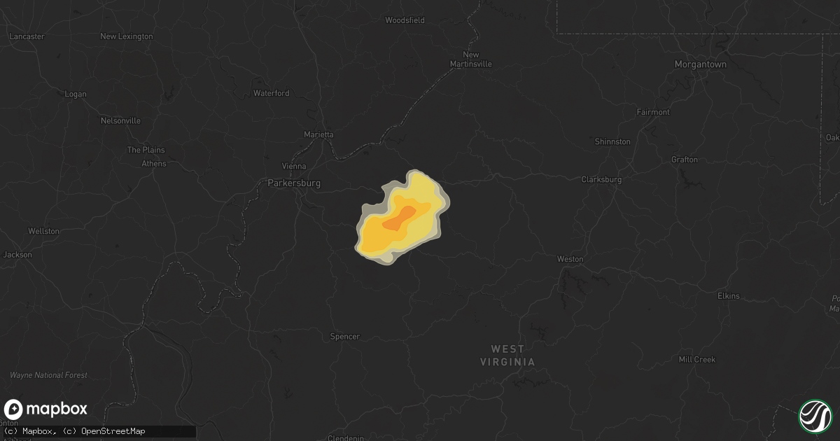 Hail map in Harrisville, WV on July 7, 2015