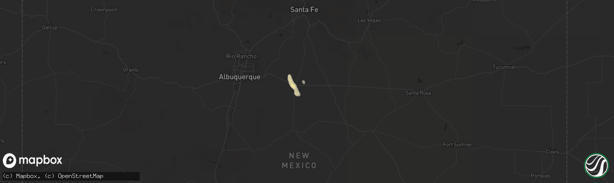 Hail map in Moriarty, NM on July 7, 2015