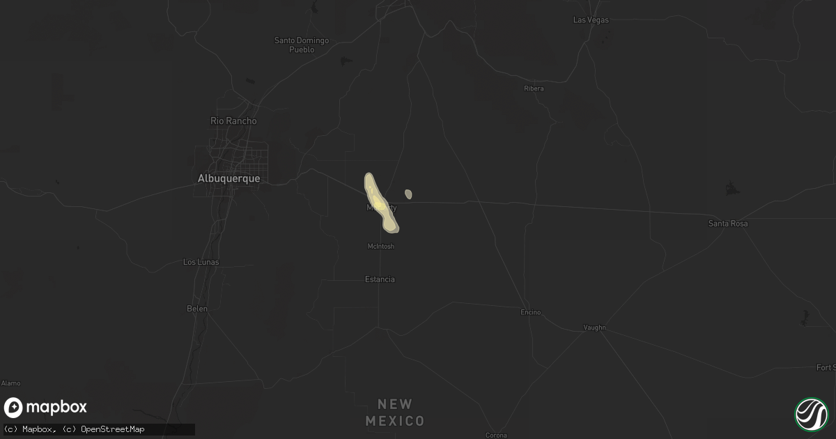 Hail map in Moriarty, NM on July 7, 2015