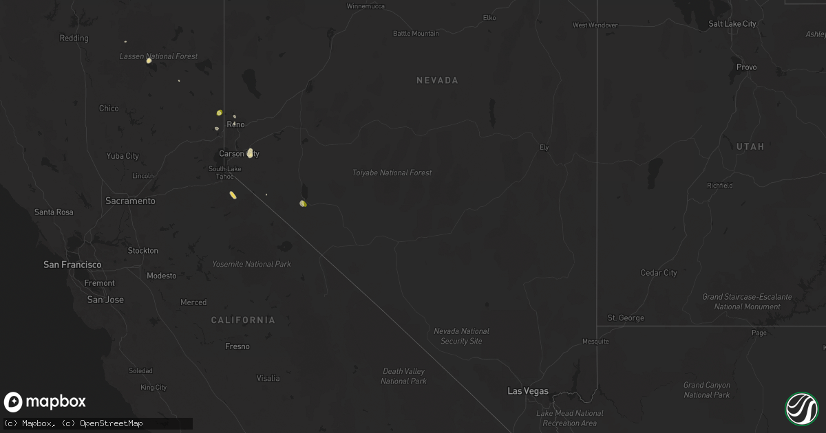 Hail map in Nevada on July 7, 2015