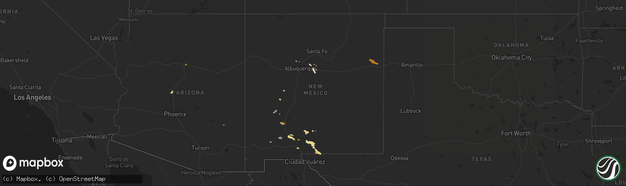 Hail map in New Mexico on July 7, 2015