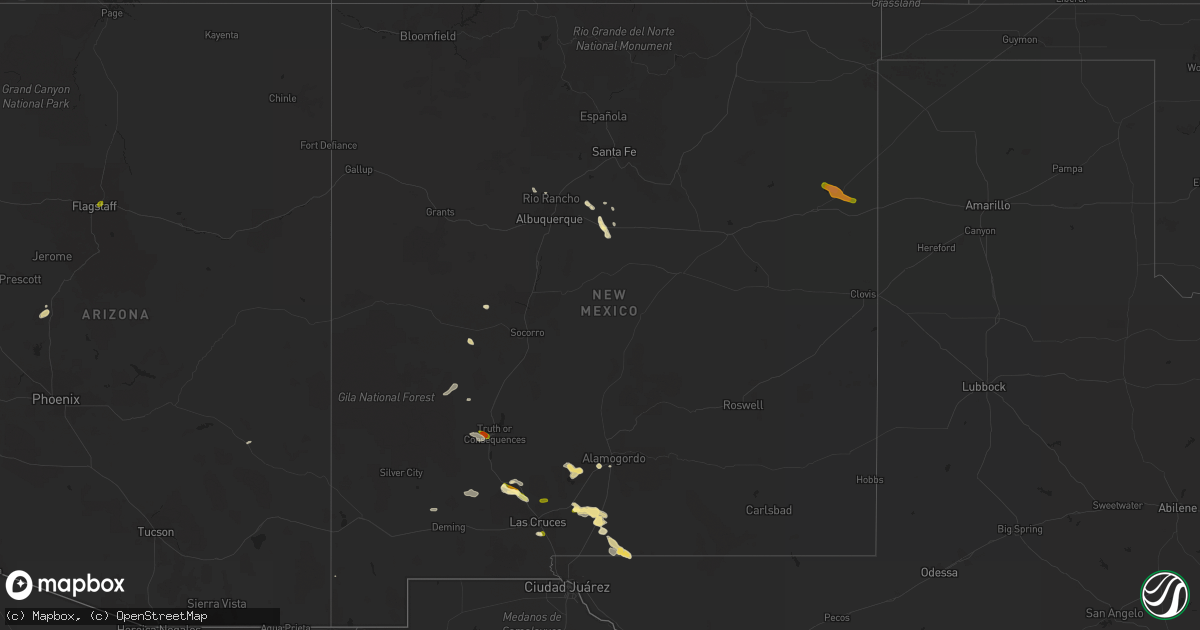 Hail map in New Mexico on July 7, 2015