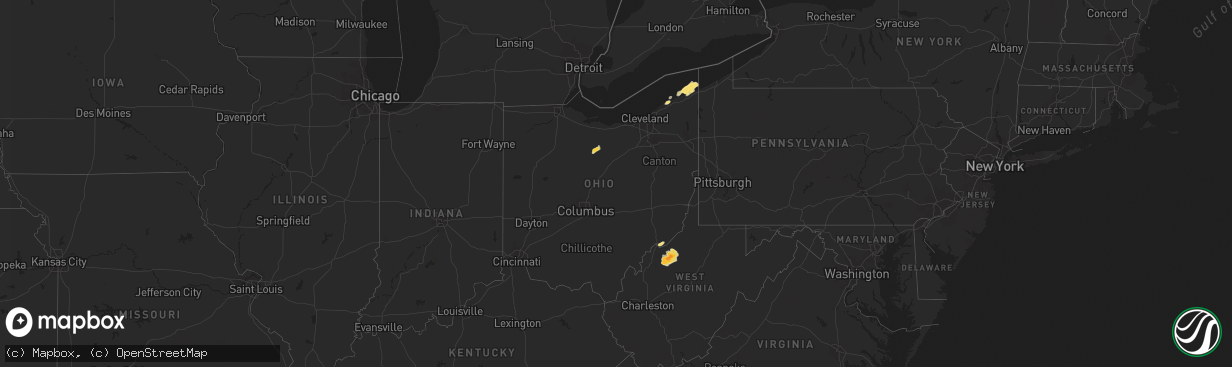 Hail map in Ohio on July 7, 2015