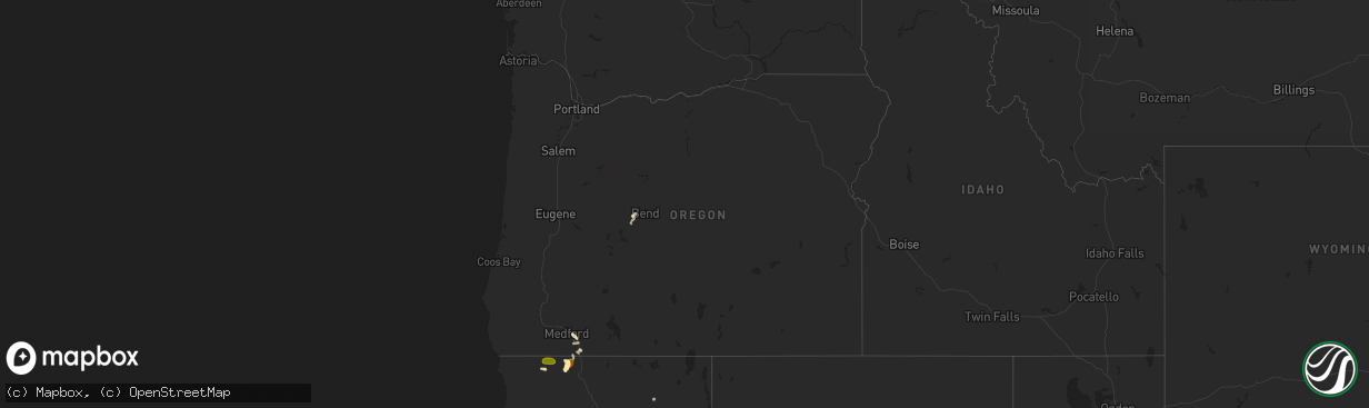 Hail map in Oregon on July 7, 2015