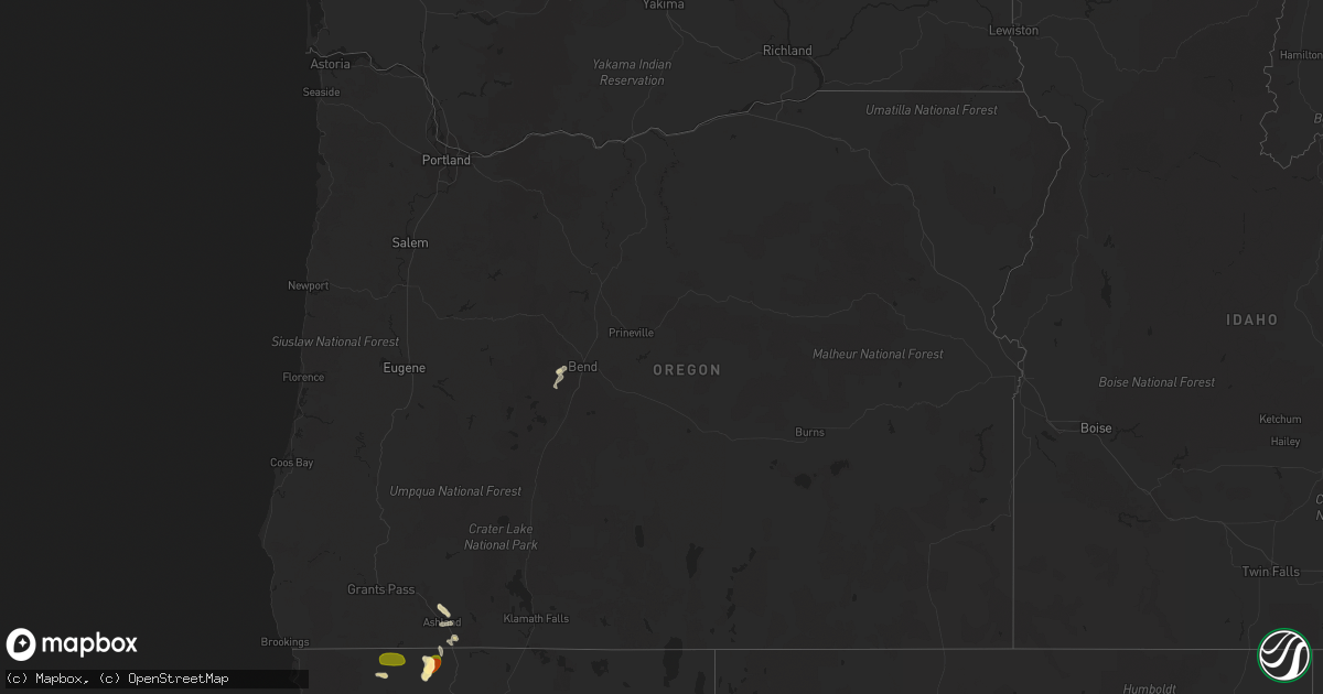 Hail map in Oregon on July 7, 2015