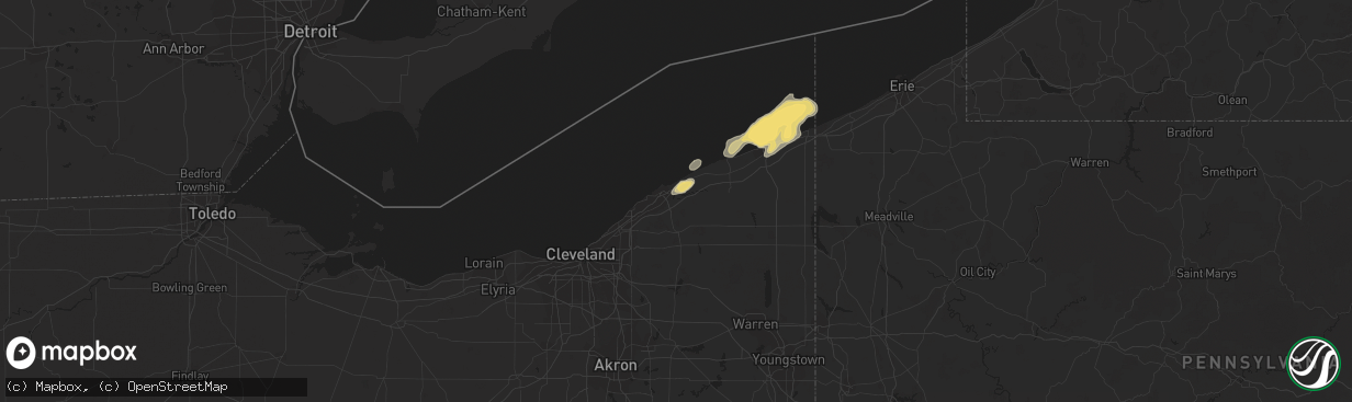 Hail map in Painesville, OH on July 7, 2015