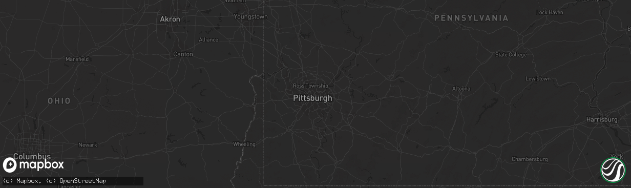 Hail map in Pittsburgh, PA on July 7, 2015