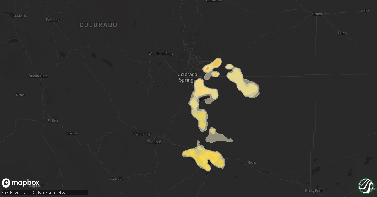 Hail map in Colorado Springs, CO on July 7, 2016