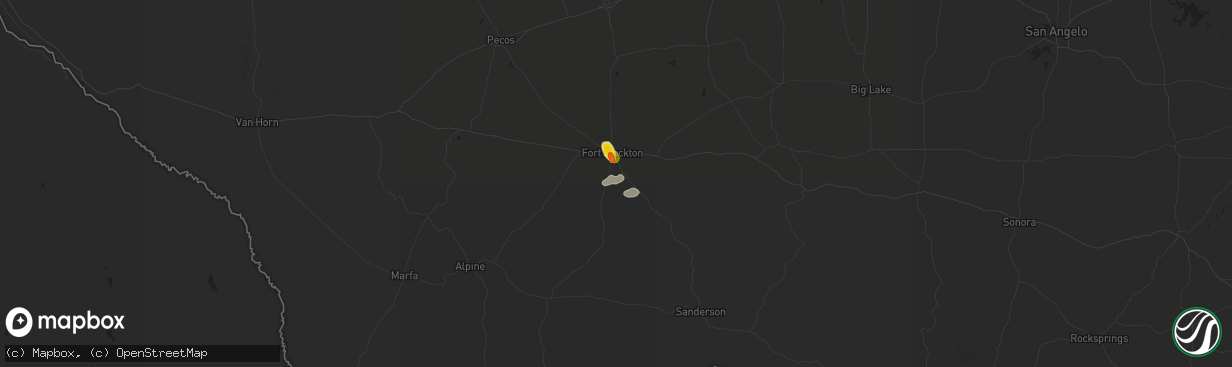 Hail map in Fort Stockton, TX on July 7, 2016