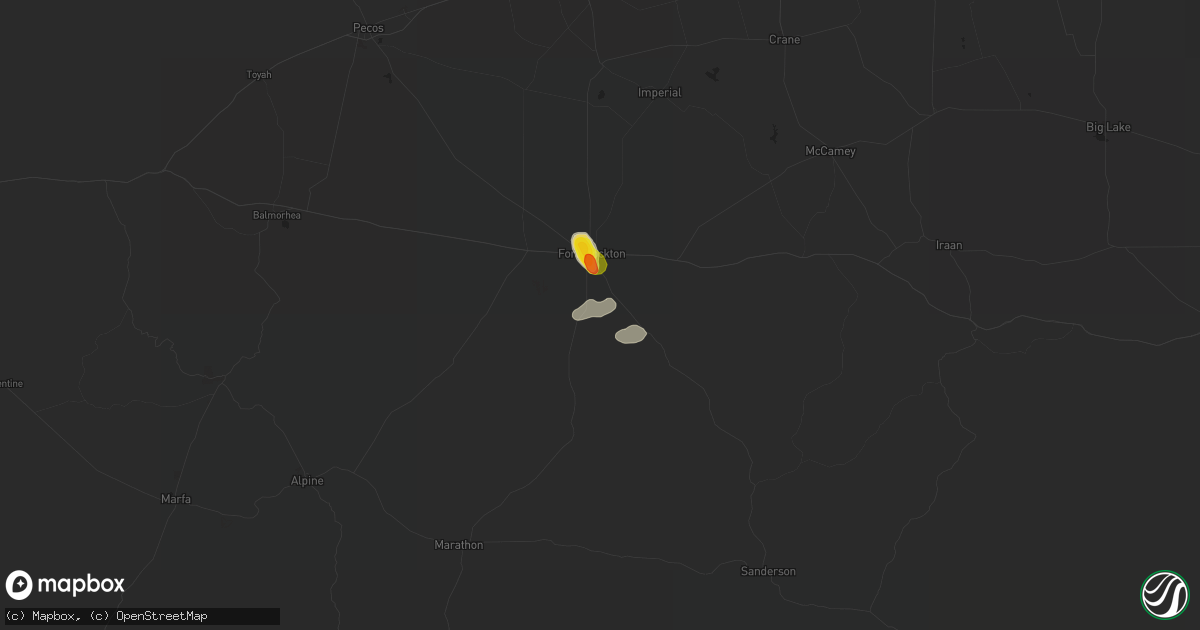 Hail map in Fort Stockton, TX on July 7, 2016