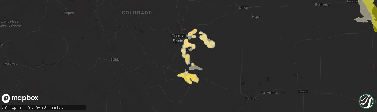 Hail map in Fountain, CO on July 7, 2016