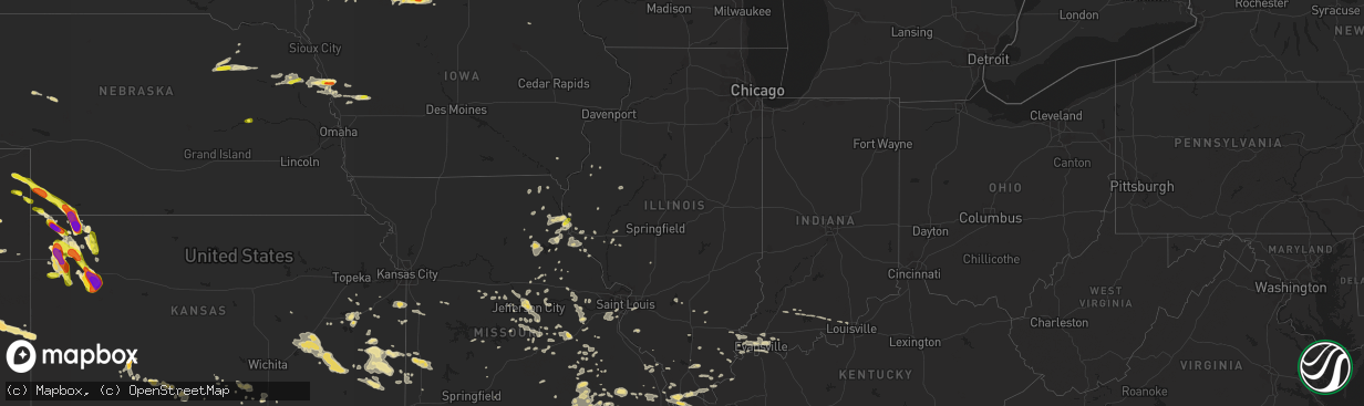 Hail map in Illinois on July 7, 2016