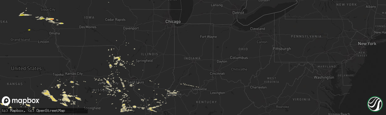 Hail map in Indiana on July 7, 2016