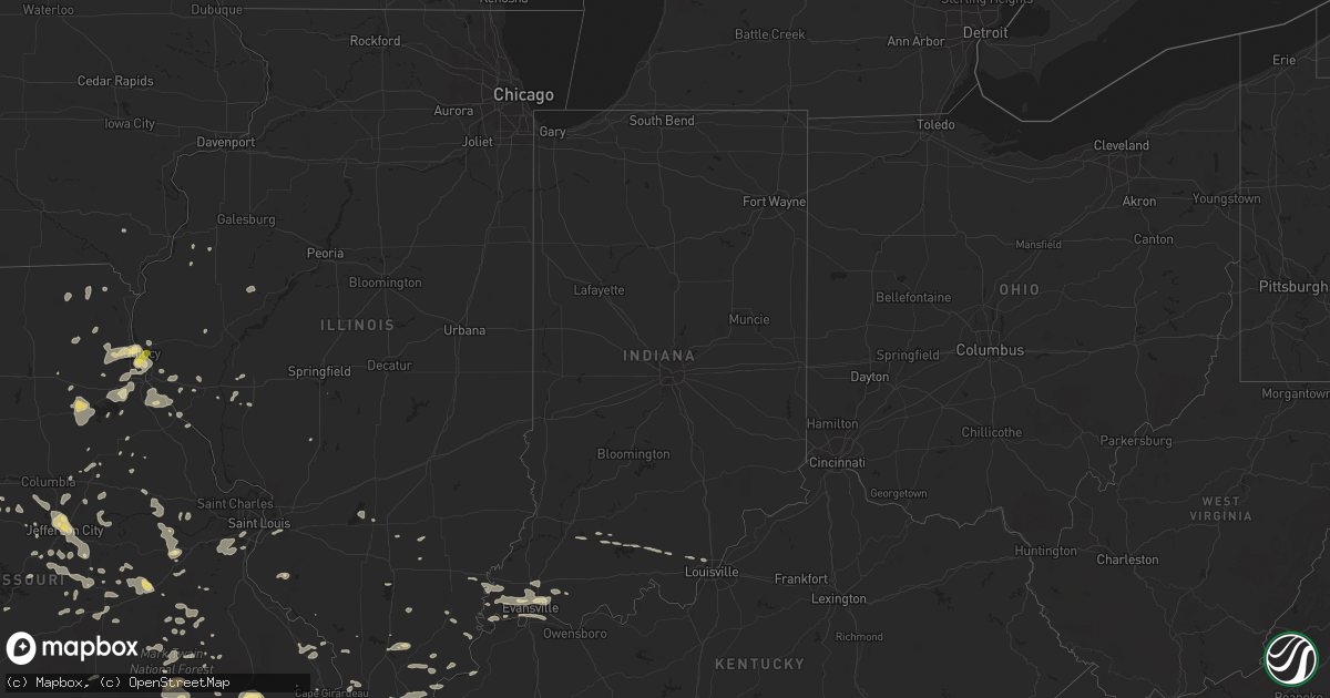 Hail map in Indiana on July 7, 2016