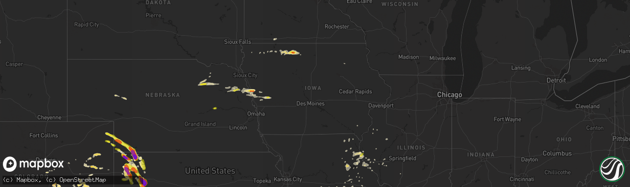 Hail map in Iowa on July 7, 2016