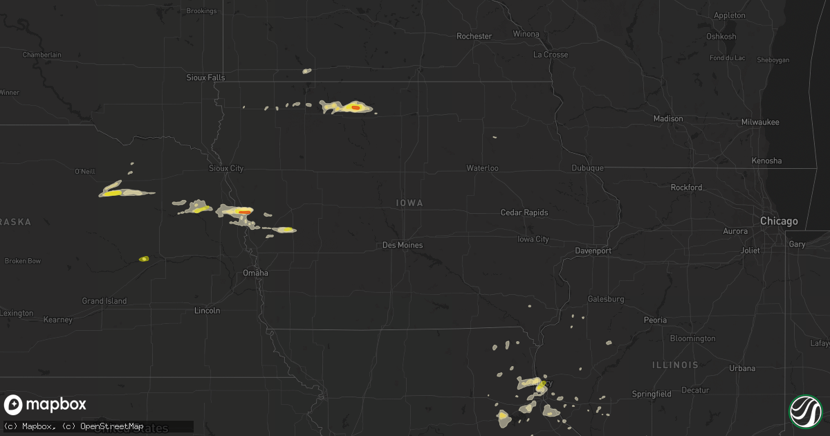 Hail map in Iowa on July 7, 2016
