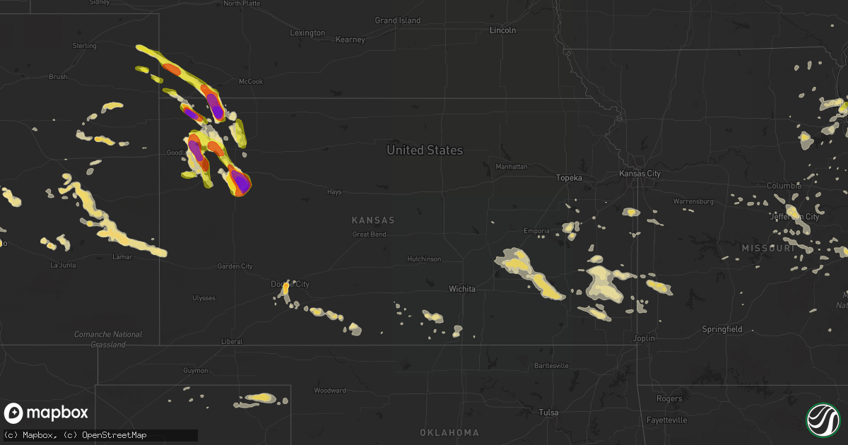 Hail map in Kansas on July 7, 2016