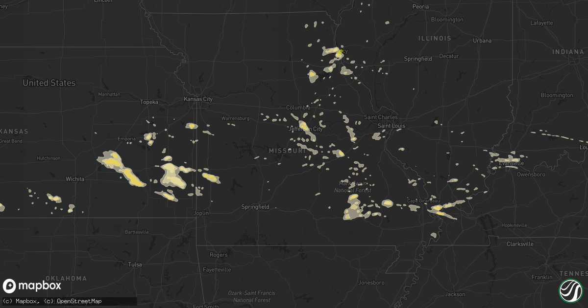 Hail map in Missouri on July 7, 2016