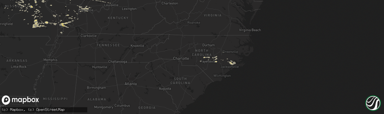 Hail map in North Carolina on July 7, 2016