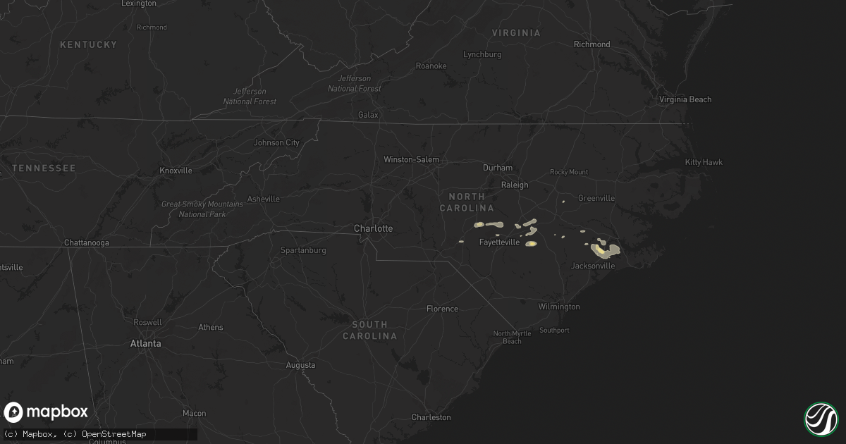 Hail map in North Carolina on July 7, 2016