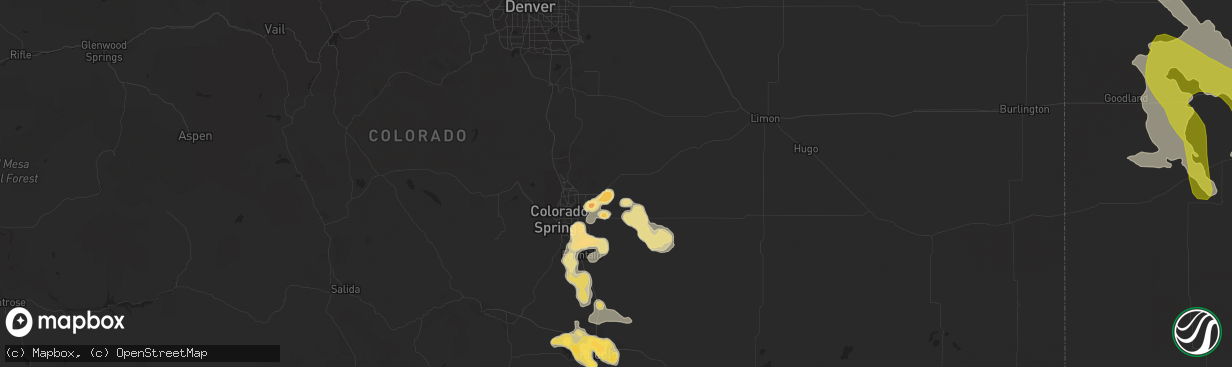 Hail map in Peyton, CO on July 7, 2016