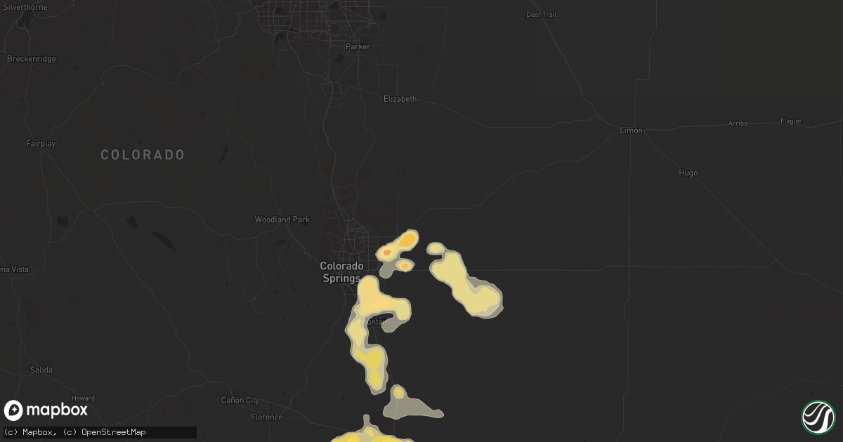 Hail map in Peyton, CO on July 7, 2016