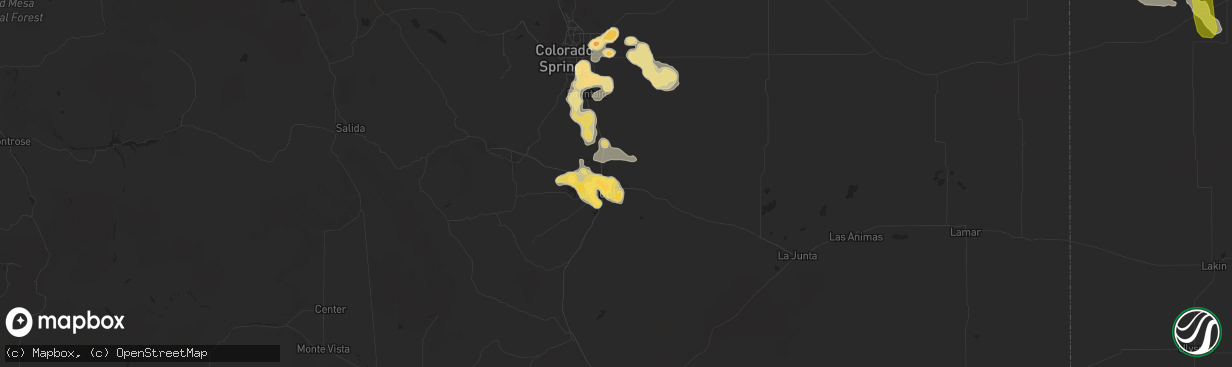 Hail map in Pueblo, CO on July 7, 2016