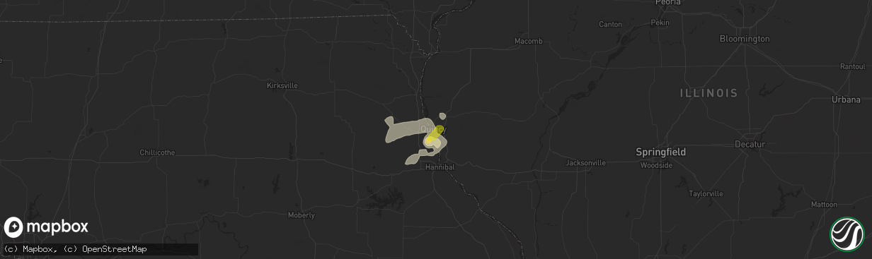 Hail map in Quincy, IL on July 7, 2016