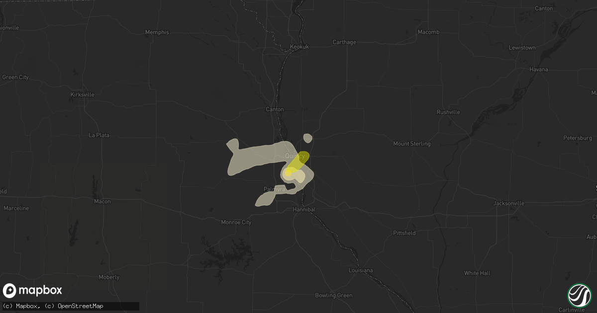 Hail map in Quincy, IL on July 7, 2016