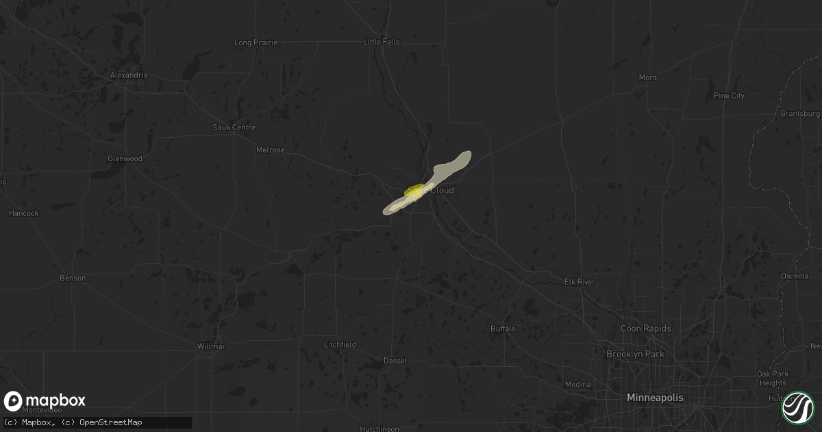 Hail map in Saint Cloud, MN on July 7, 2016