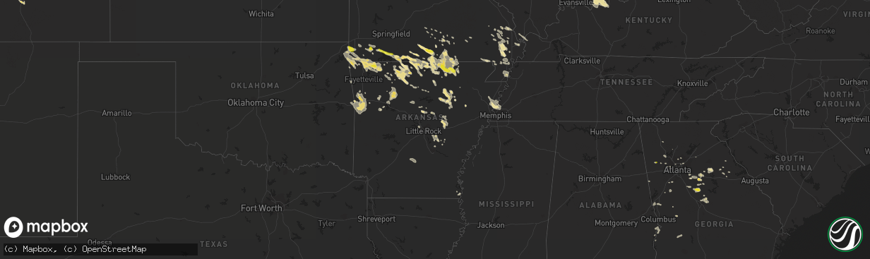 Hail map in Arkansas on July 7, 2017