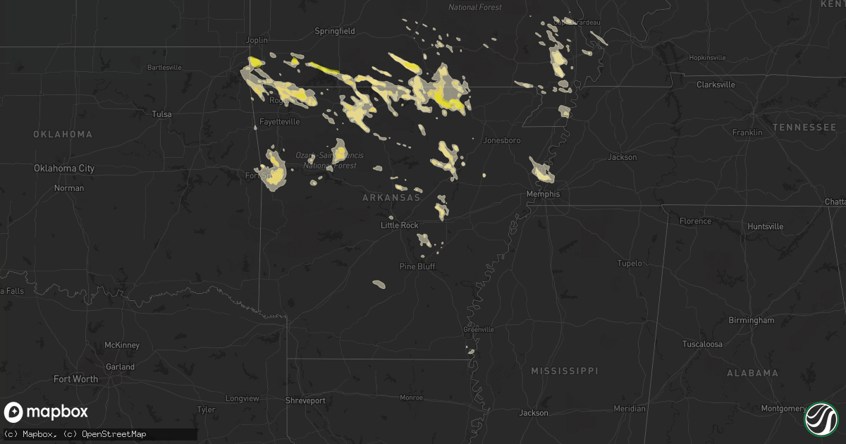 Hail map in Arkansas on July 7, 2017