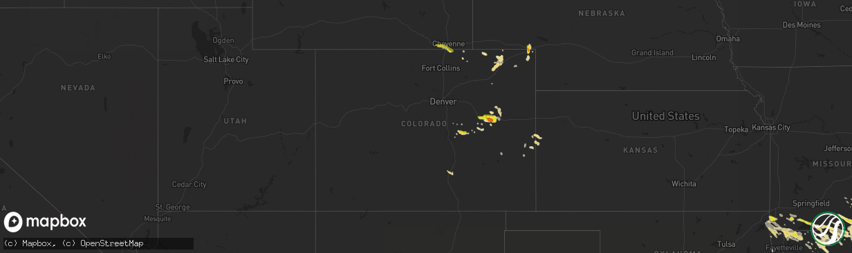 Hail map in Colorado on July 7, 2017