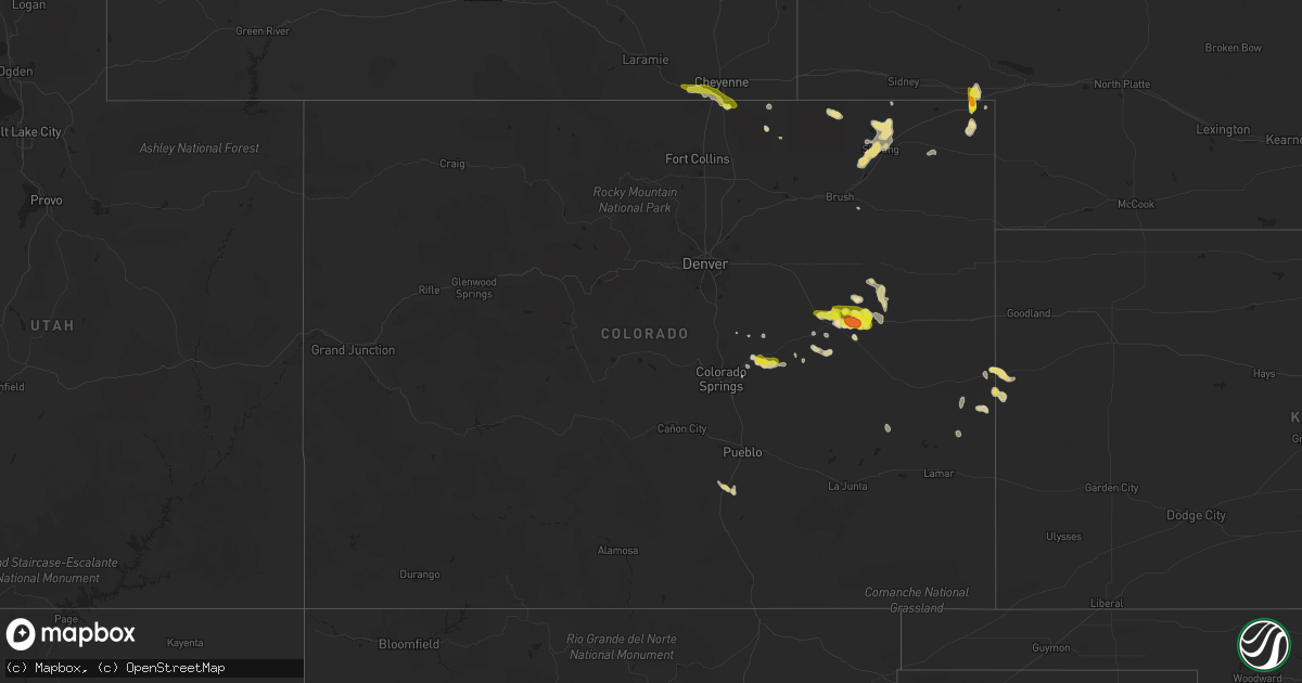 Hail map in Colorado on July 7, 2017