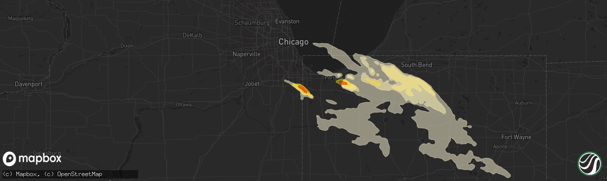 Hail map in Dyer, IN on July 7, 2017