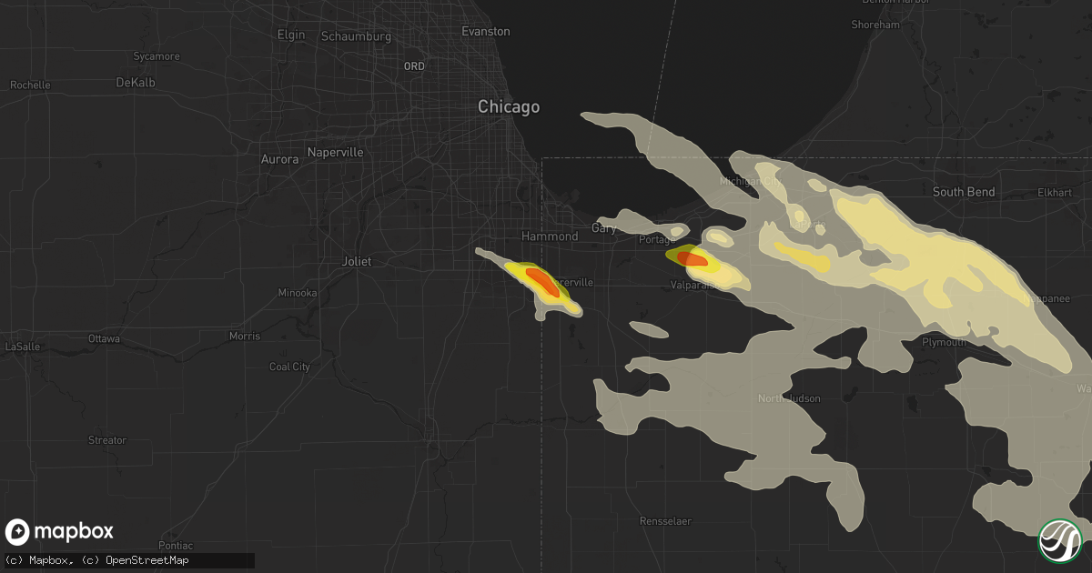 Hail map in Dyer, IN on July 7, 2017