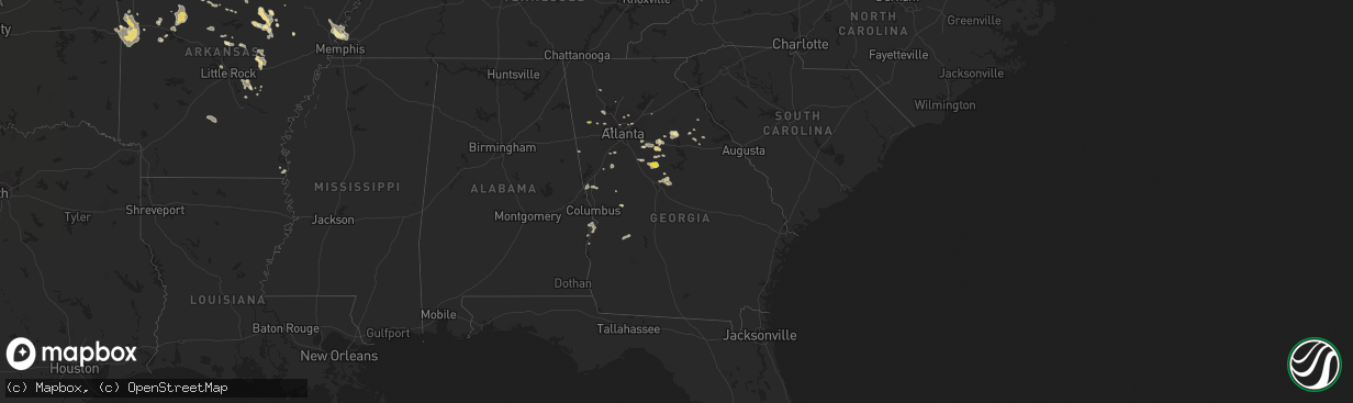 Hail map in Georgia on July 7, 2017