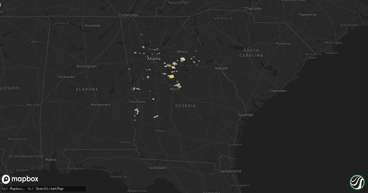 Hail map in Georgia on July 7, 2017