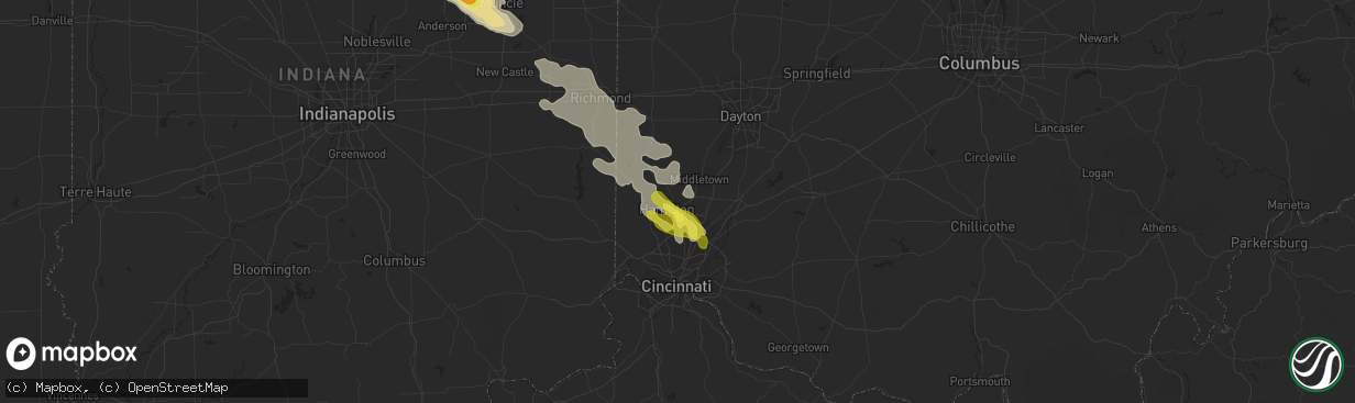 Hail map in Hamilton, OH on July 7, 2017