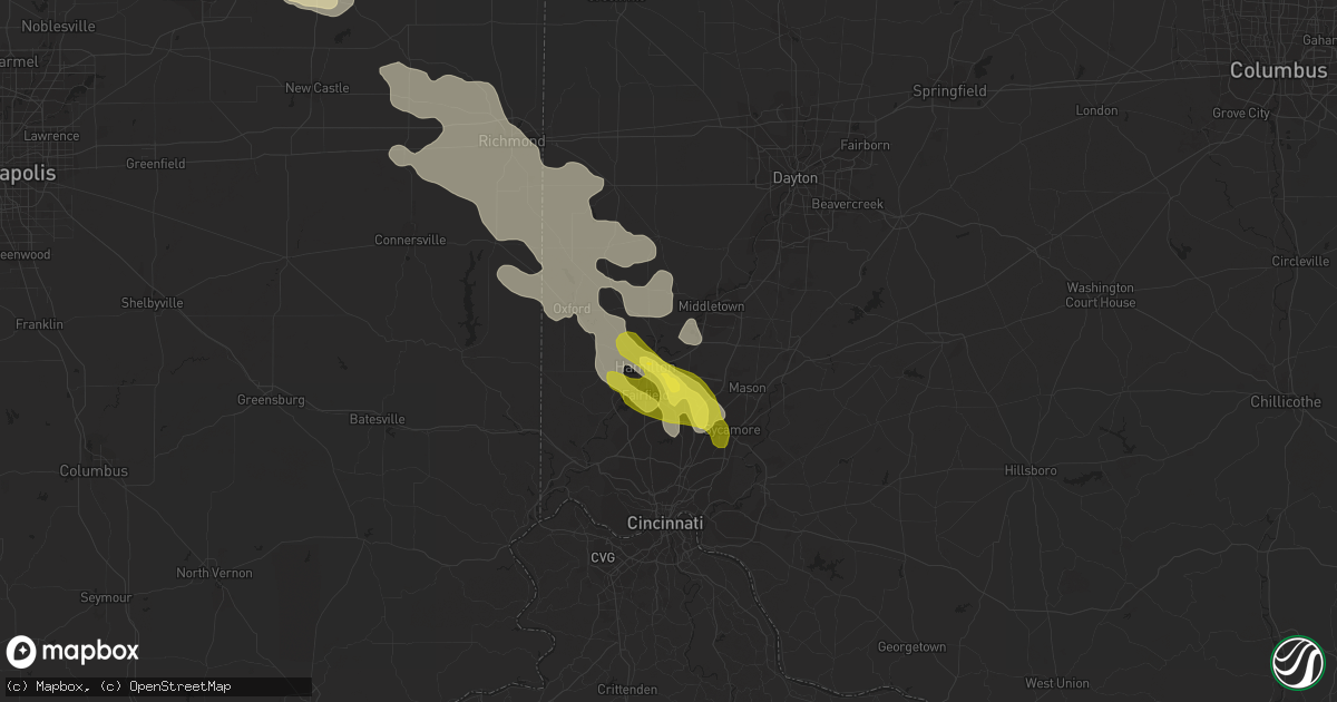 Hail map in Hamilton, OH on July 7, 2017