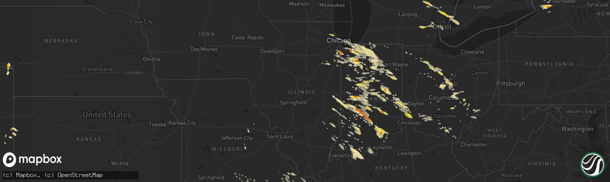 Hail map in Illinois on July 7, 2017